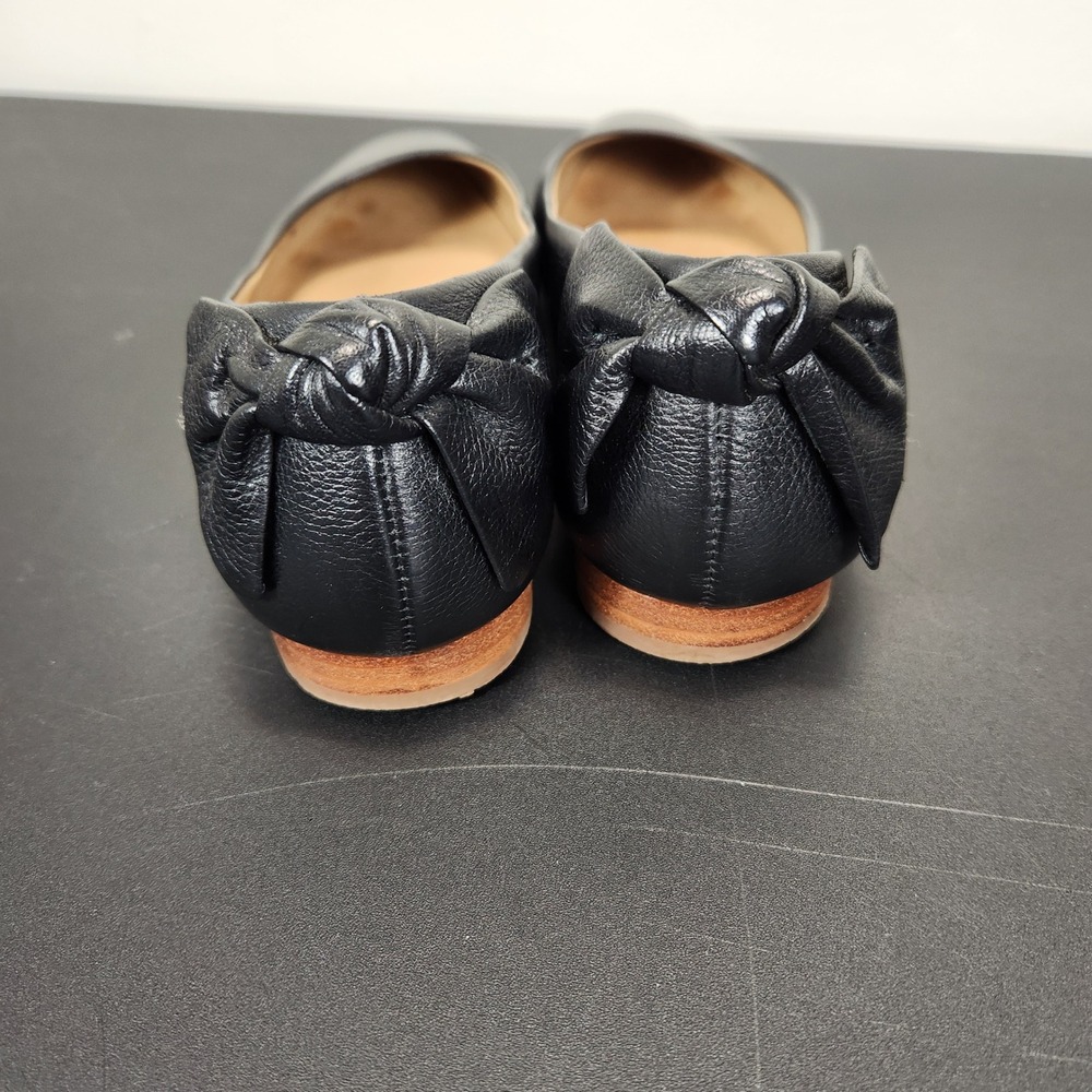 Bernardo Women Black Pebbled Leather Bow Back Ballet Flats Size 9.5 M Round Toe - Picture 5 of 9